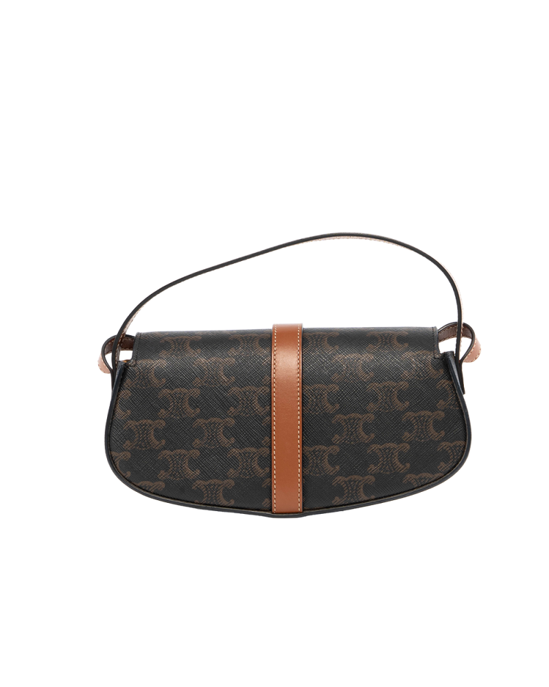 CELINE CLUTCH ON STRAP BROWN TAN CANVAS GHW S CU 4271 8024
