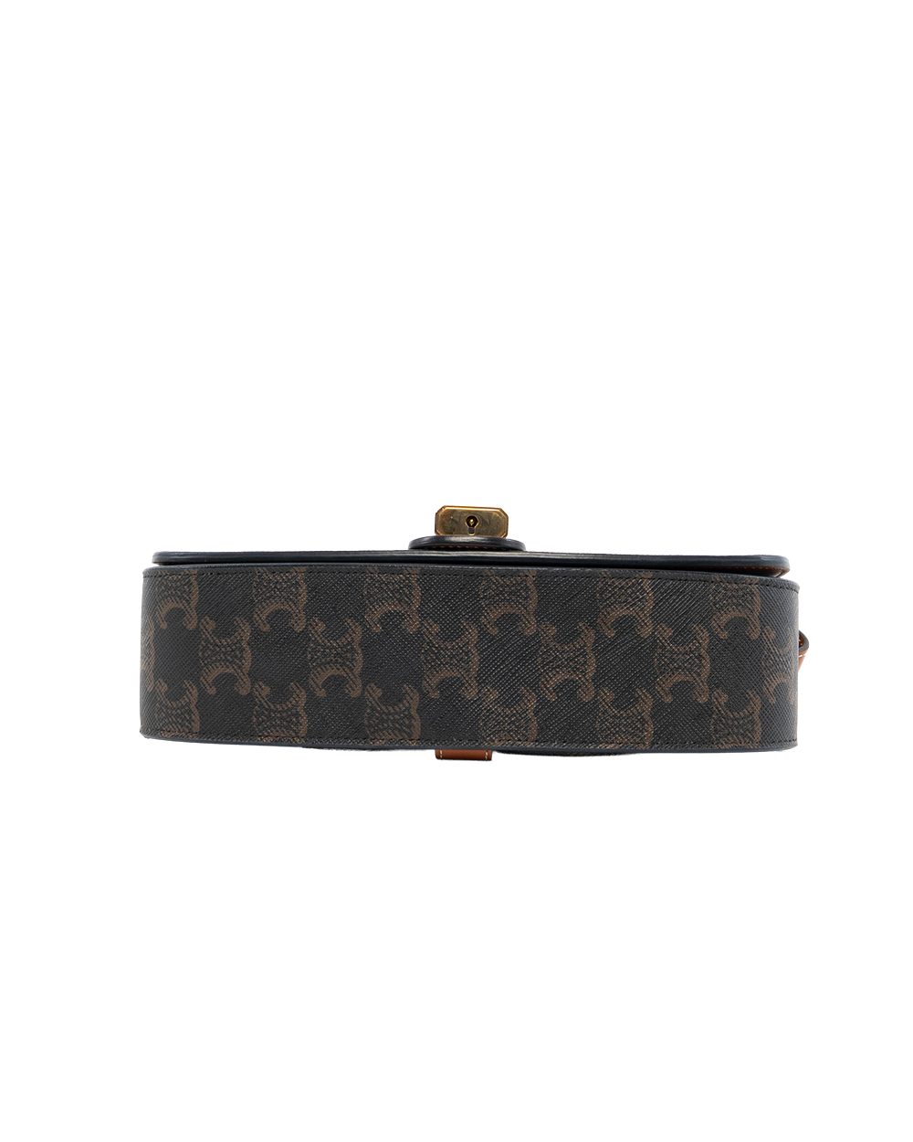 CELINE CLUTCH ON STRAP BROWN TAN CANVAS GHW S CU 4271 8025