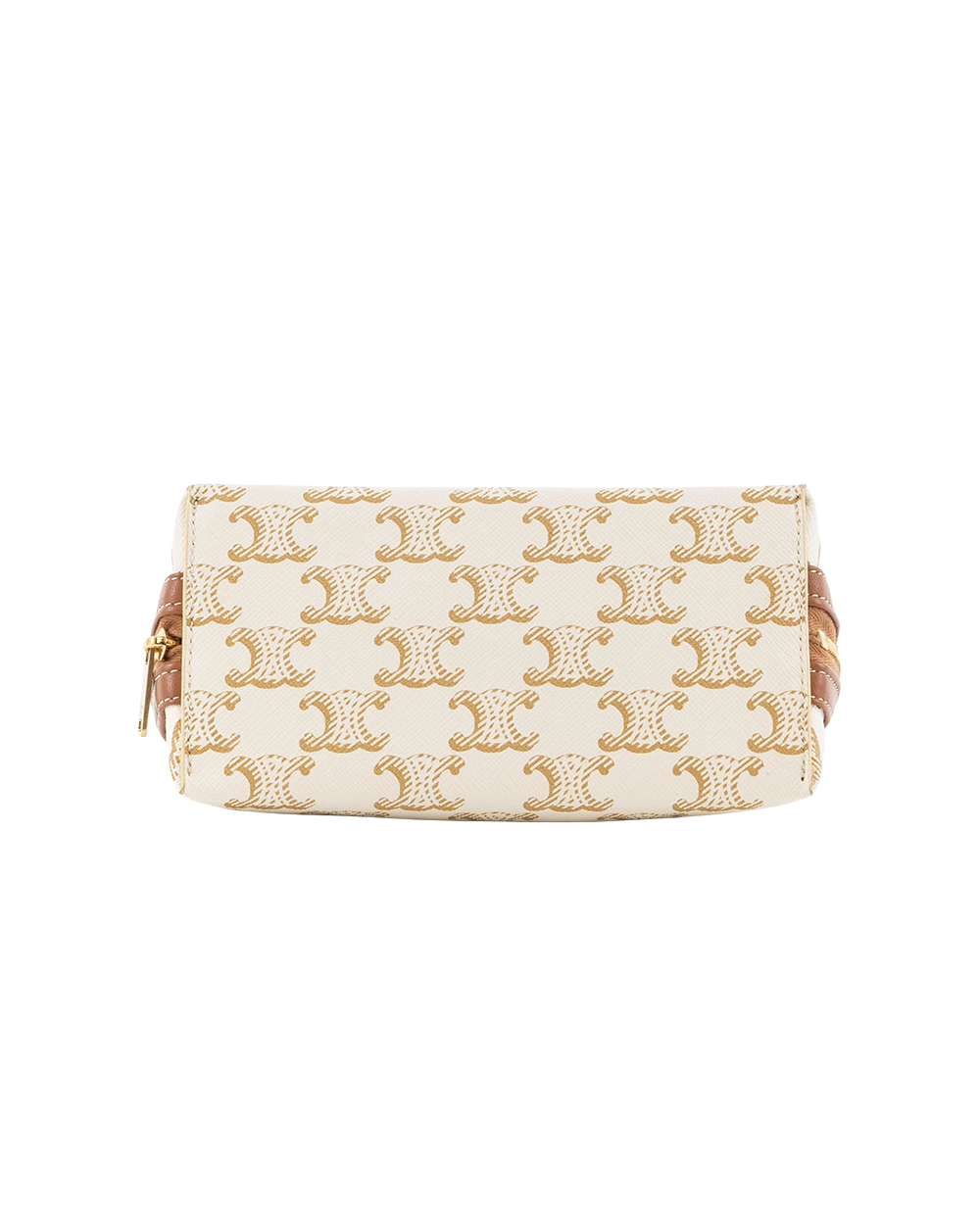 CELINE CLUTCH WITH CHAIN WHITE BROWN CANVAS GHW W SD 4221 4546