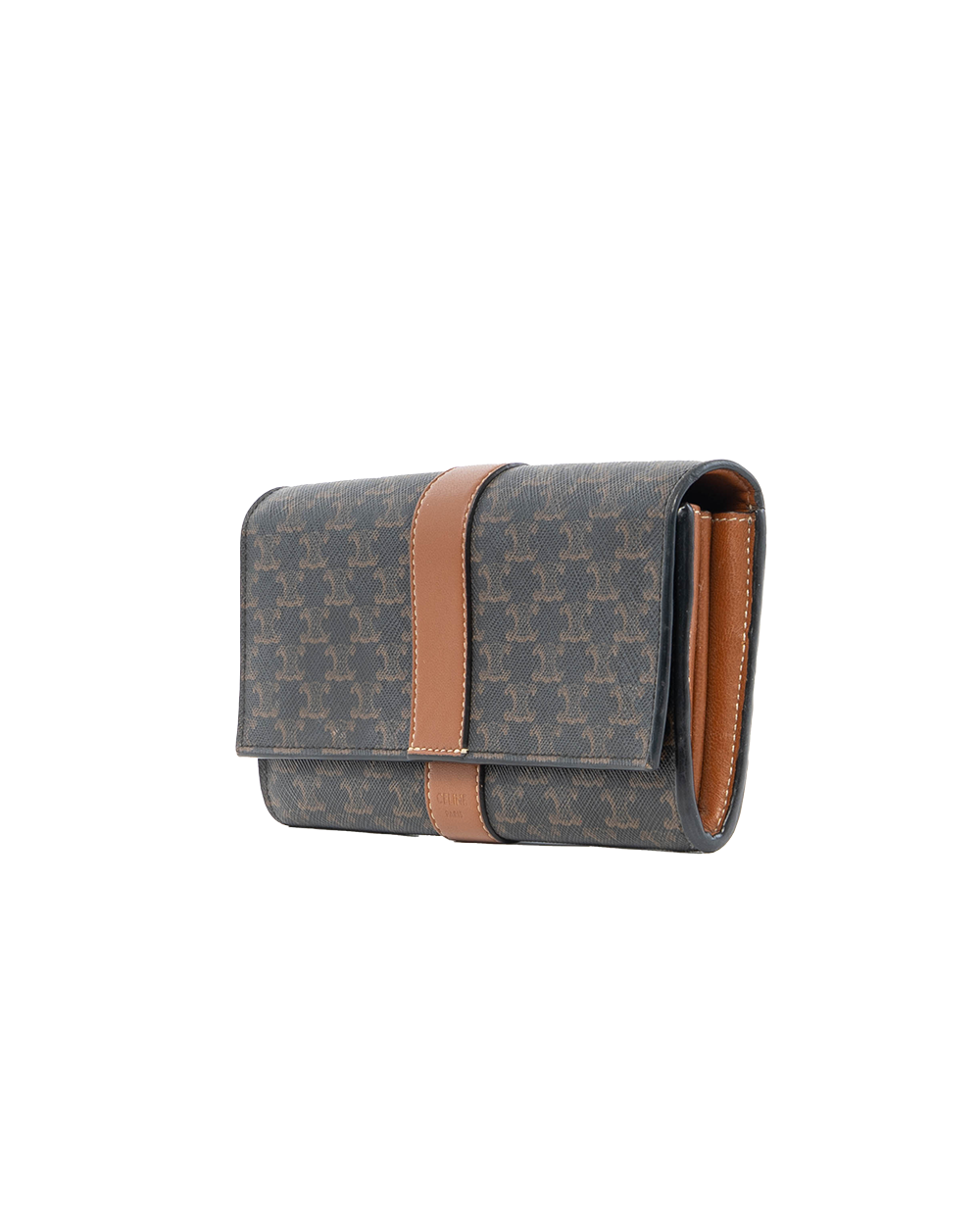 CELINE FLAP WALLET LONG BROWN TAN CANVAS GHW W FG 2281 5065