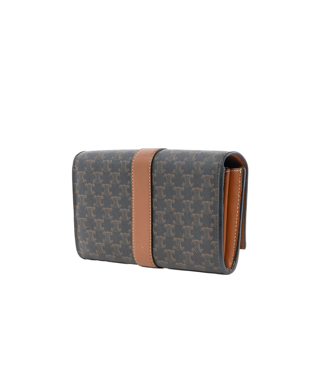 CELINE FLAP WALLET LONG BROWN TAN CANVAS GHW W FG 2281 5066