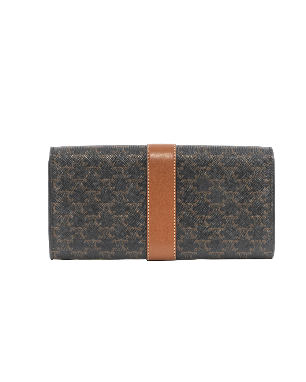 CELINE FLAP WALLET LONG BROWN TAN CANVAS GHW W FG 2281 5067