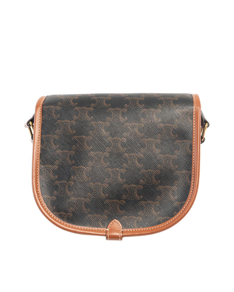 CELINE FOLCO CUIR TRIOMPHE MEDIUM BROWN TAN CANVAS GHW F CU 2240 8718
