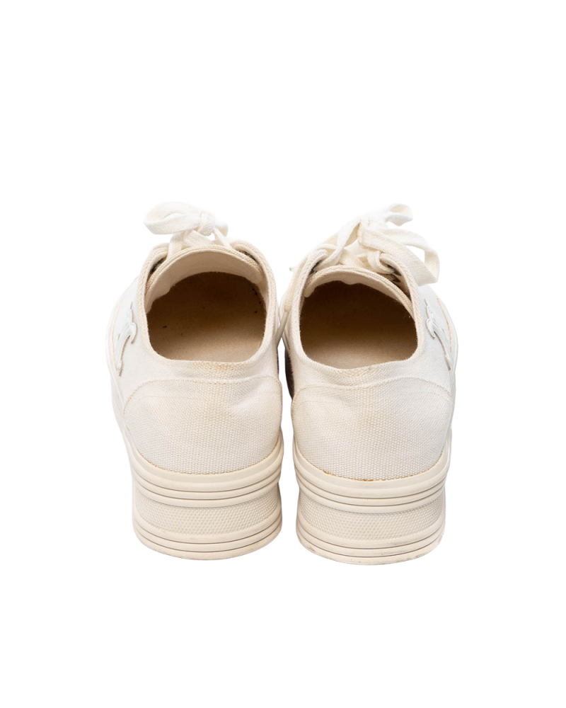 CELINE JANE LOW LACE UP SNEAKERS 37 WHITE SHW 06030