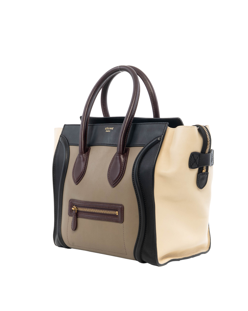 CELINE LUGGAGE LARGE BLACK BEIGE CALF GHW W AT 0181 F PA 0181 0316
