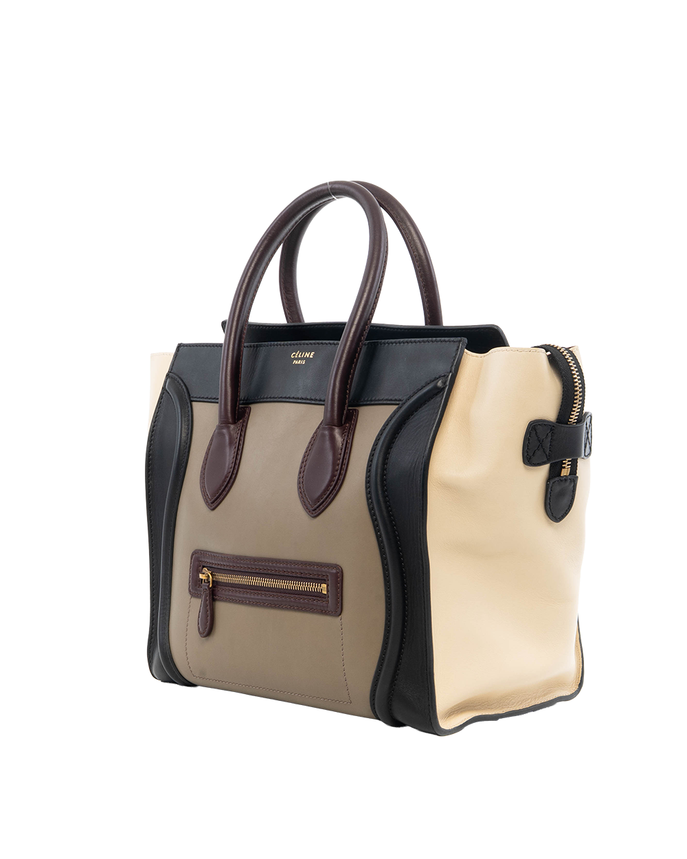 CELINE LUGGAGE LARGE BLACK BEIGE CALF GHW W AT 0181 F PA 0181 0316