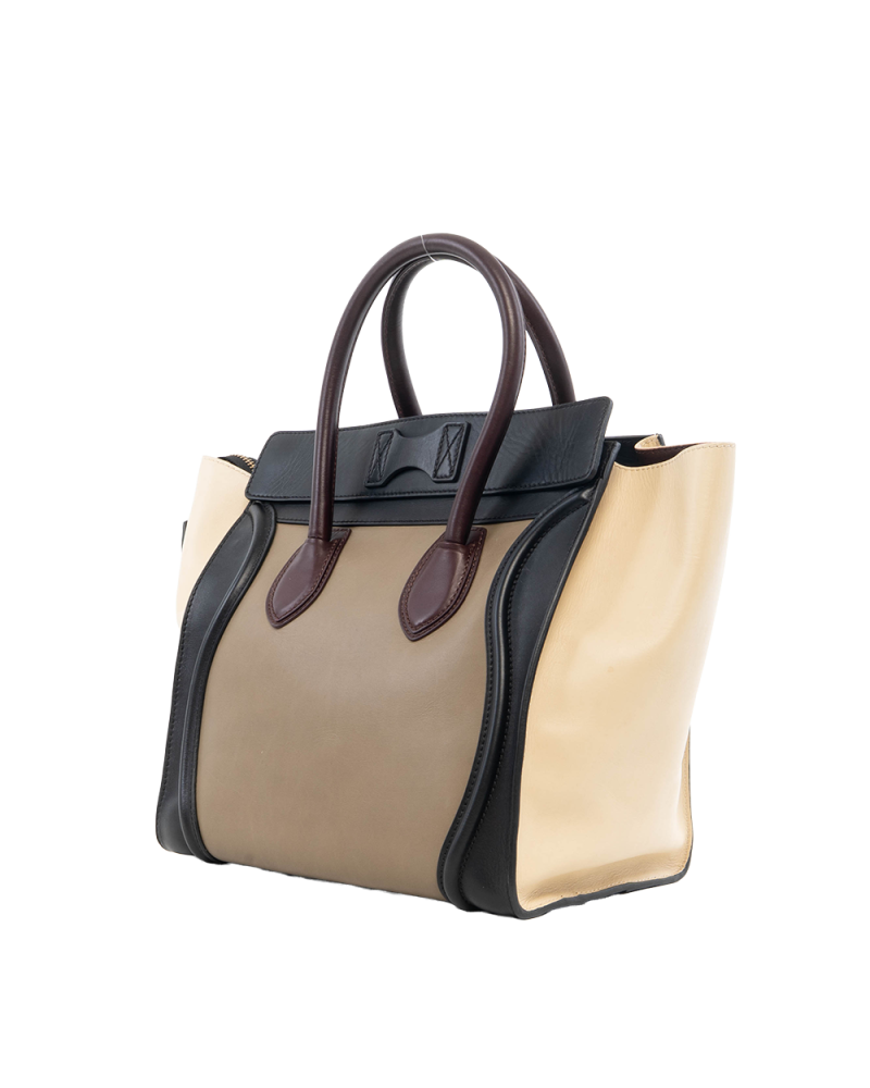 CELINE LUGGAGE LARGE BLACK BEIGE CALF GHW W AT 0181 F PA 0181 0317