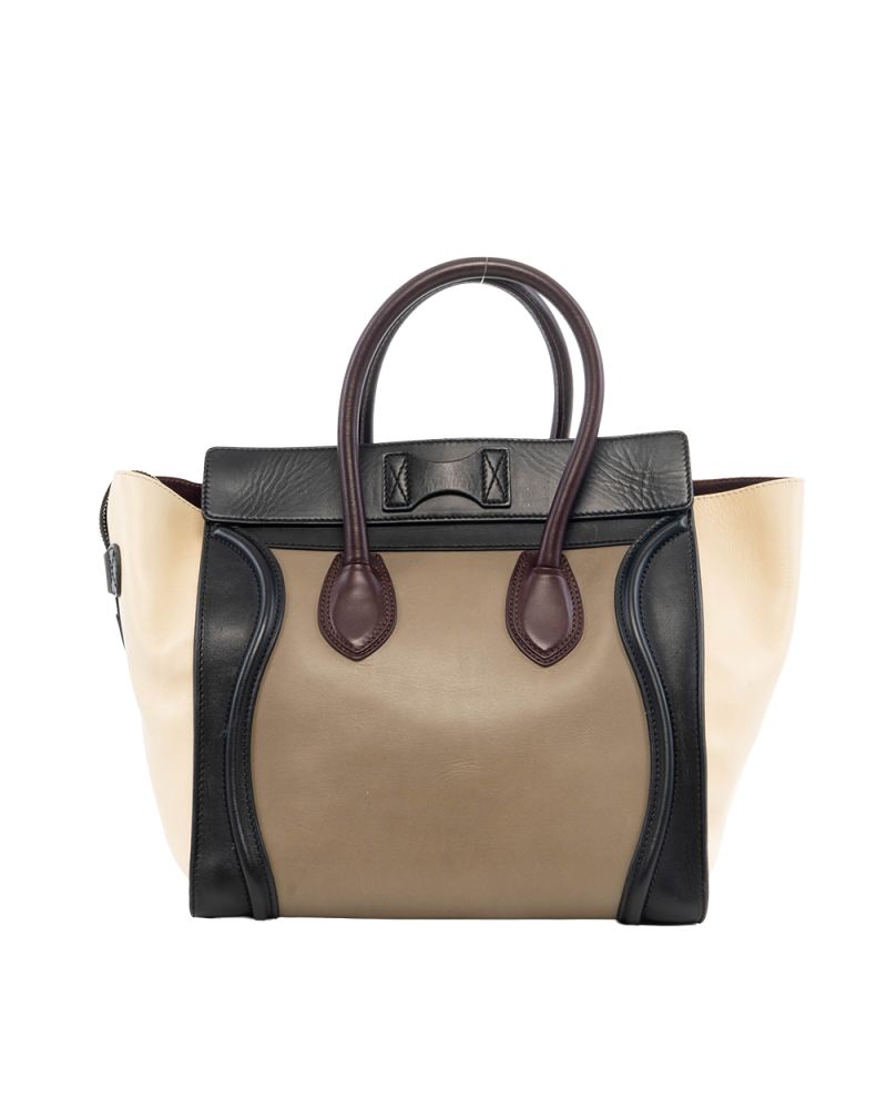 CELINE LUGGAGE LARGE BLACK BEIGE CALF GHW W AT 0181 F PA 0181 0318