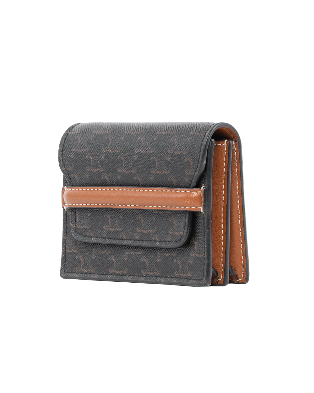 CELINE STRAP WALLET SHORT BROWN TAN CANVAS F AN 2248 6132