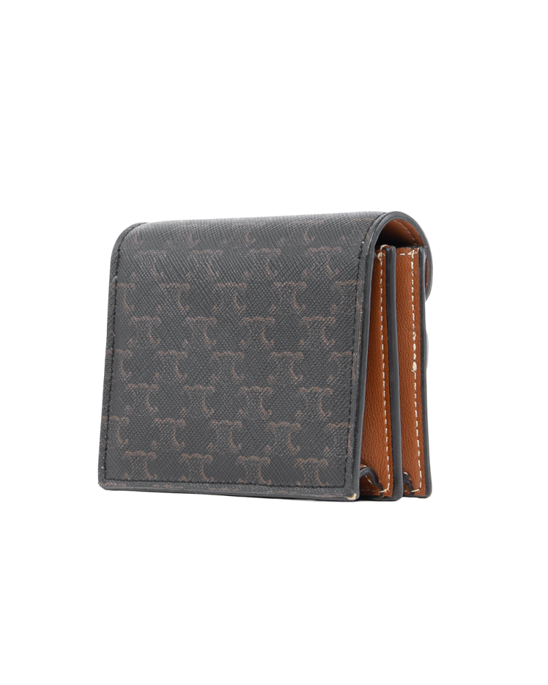 CELINE STRAP WALLET SHORT BROWN TAN CANVAS F AN 2248 6133