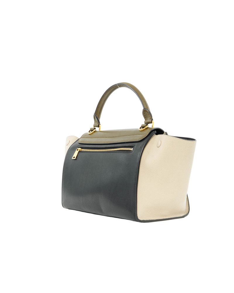 CELINE TRAPAZE SMALL GREEN BLACK CALF GHW F GA 1176 0245
