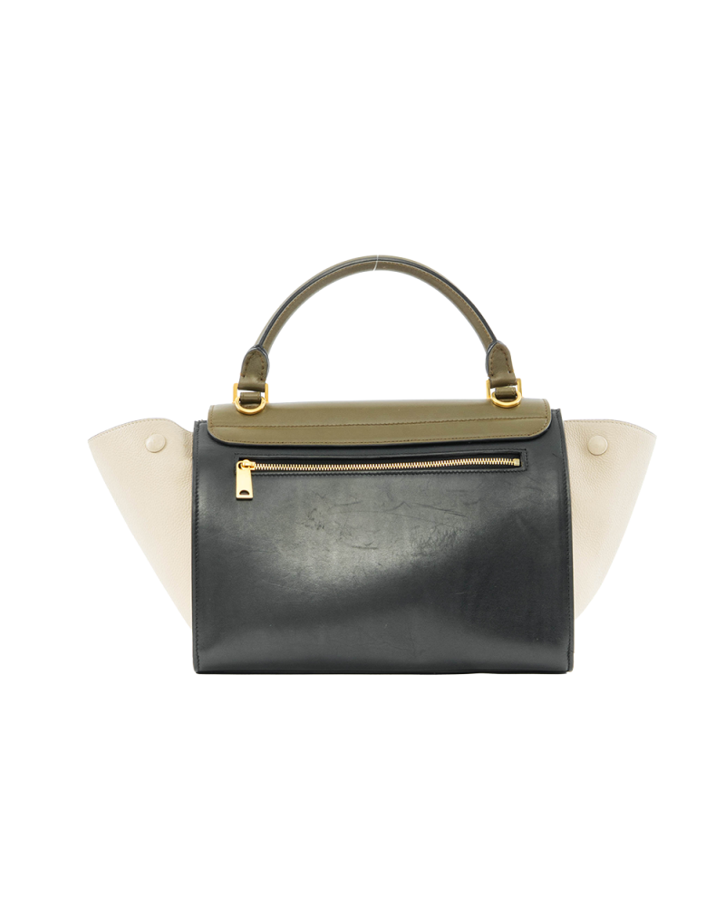 CELINE TRAPAZE SMALL GREEN BLACK CALF GHW F GA 1176 0246