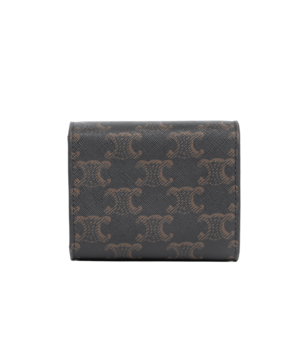 CELINE TRI FOLD WALLET SHORT BROWN TAN CANVAS GHW 4050