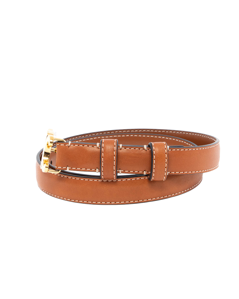 CELINE TRIOMPHE BELT 1.8 CM 70 BROWN TAN CALF GHW W NE 3263 2172