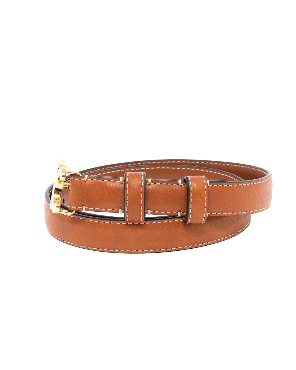 CELINE TRIOMPHE BELT 1.8 CM 70 BROWN TAN CALF GHW W NE 3263 2172