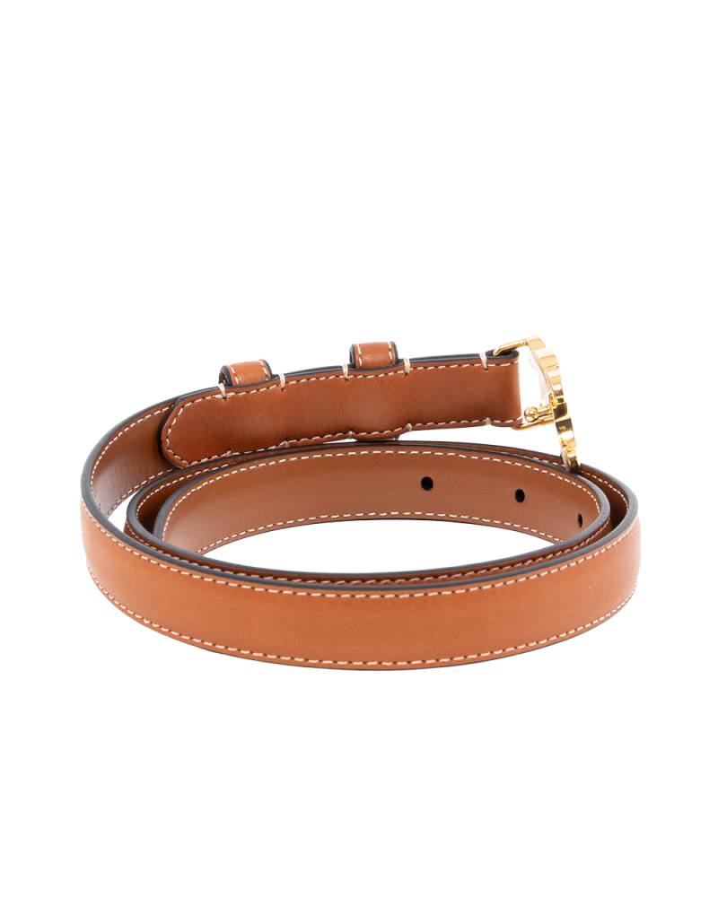 CELINE TRIOMPHE BELT 1.8 CM 70 BROWN TAN CALF GHW W NE 3263 2173