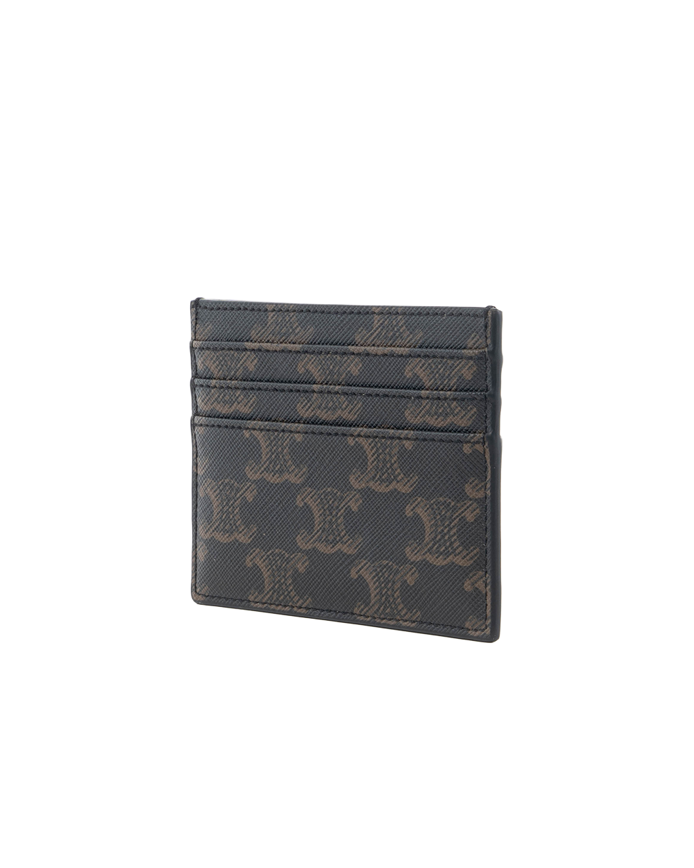 CELINE TRIOMPHE CARD SLOT SHORT BROWN CANVAS GHW W SO A214 5563