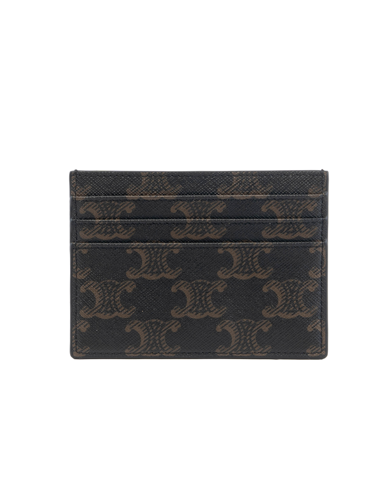 CELINE TRIOMPHE CARD SLOT SHORT BROWN CANVAS GHW W SO A214 5564