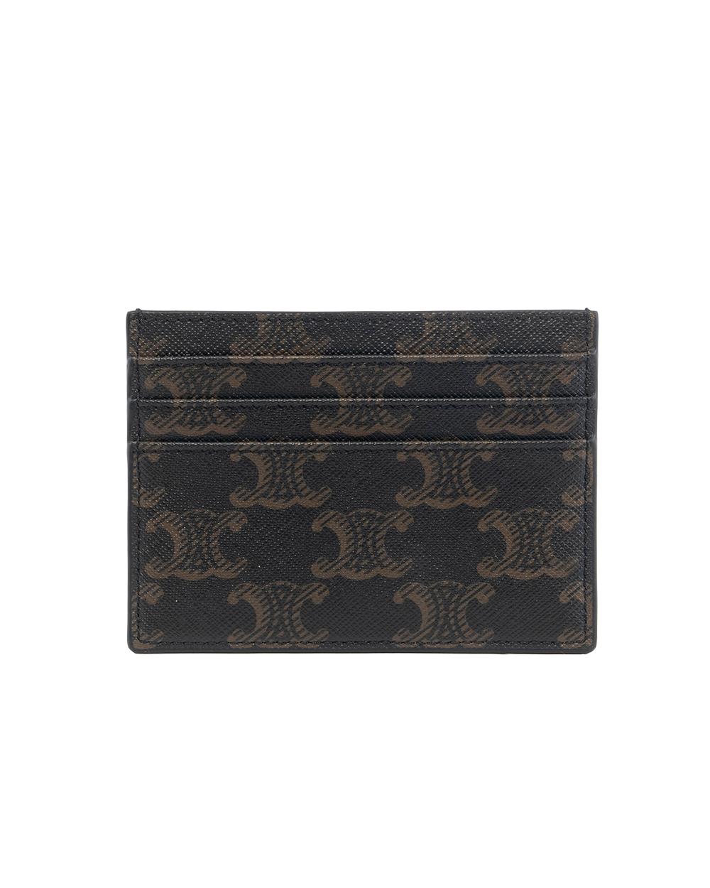 CELINE TRIOMPHE CARD SLOT SHORT BROWN CANVAS GHW W SO A214 5564