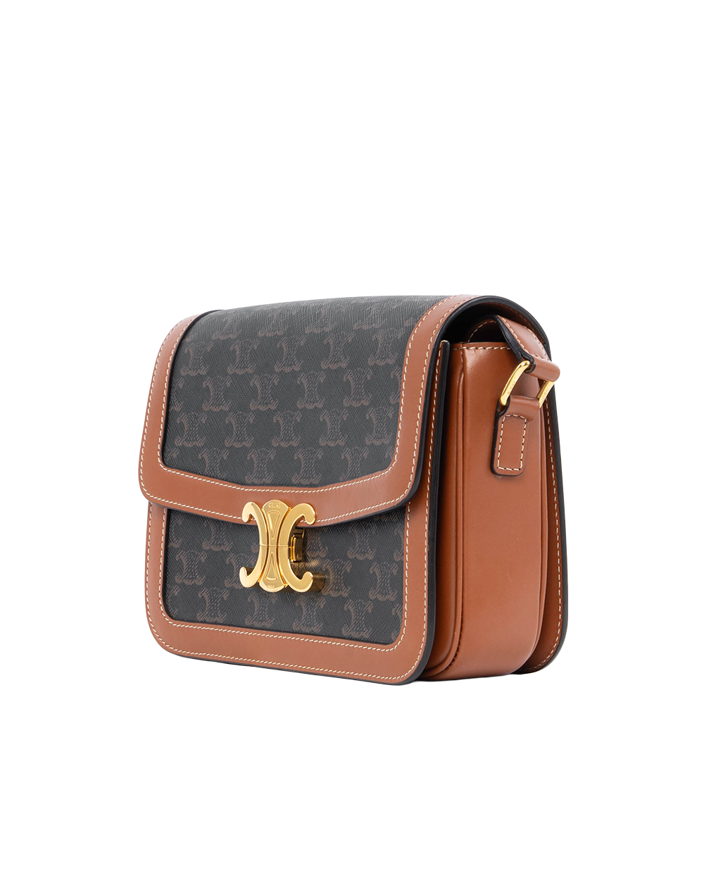 CELINE TRIOMPHE CLASSIQUE BROWN TAN CANVAS GHW F RG 1282 2446