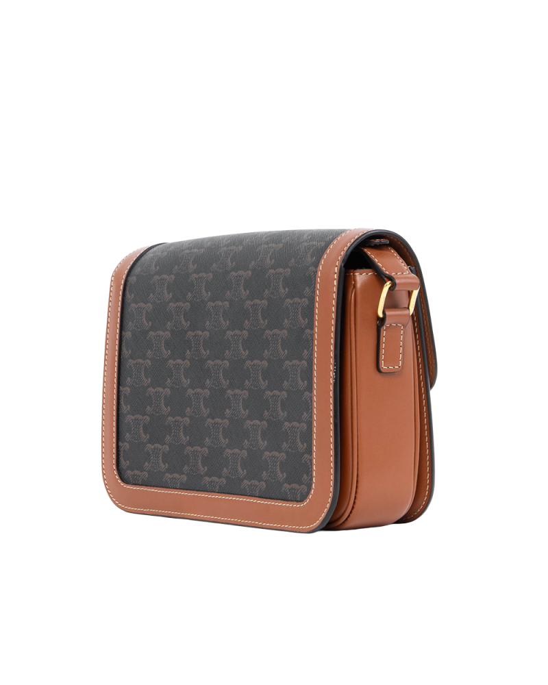 CELINE TRIOMPHE CLASSIQUE BROWN TAN CANVAS GHW F RG 1282 2447