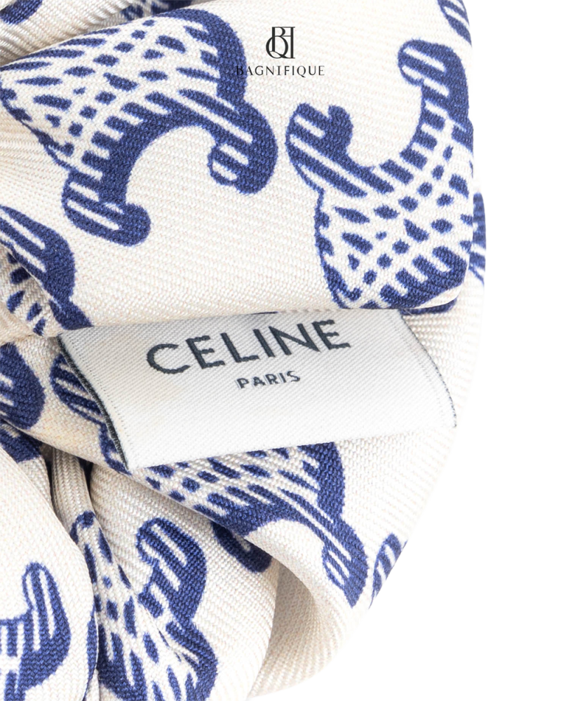 CELINE TRIOMPHE HAIR BAND WHITE BLUE GHW SMB5222 5464