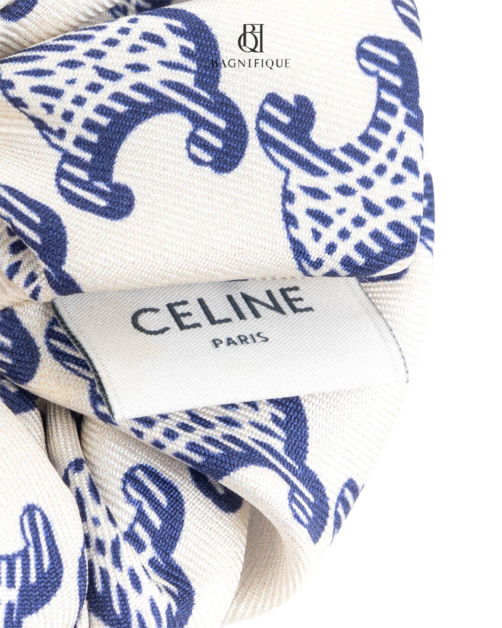 CELINE TRIOMPHE HAIR BAND WHITE BLUE GHW SMB5222 5464