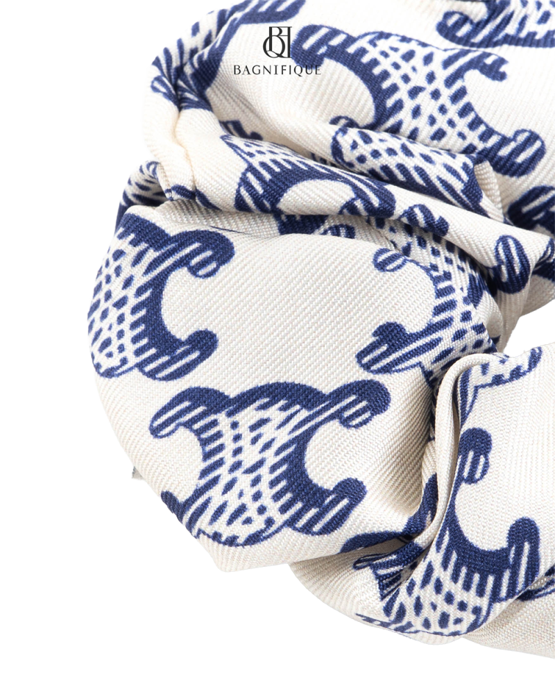 CELINE TRIOMPHE HAIR BAND WHITE BLUE GHW SMB5222 5465