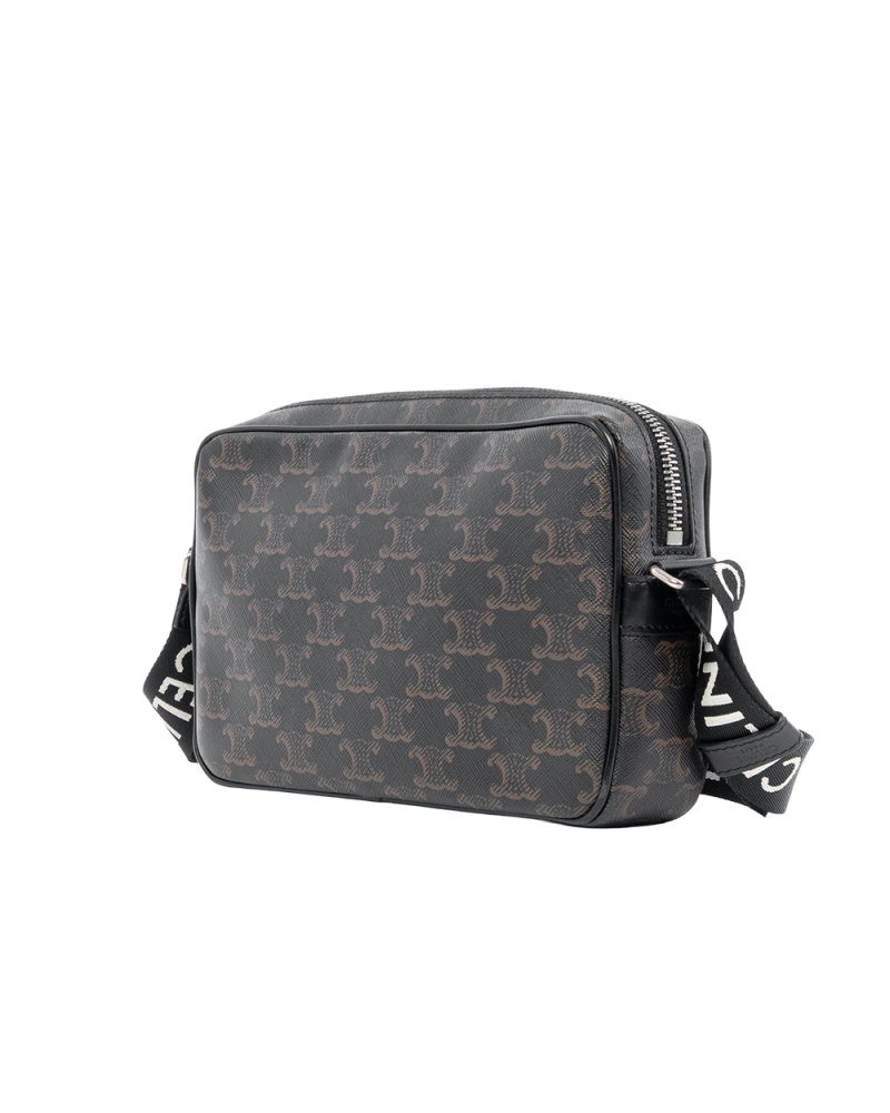 CELINE TRIOMPHE MESSENGER BAG BROWN CANVAS GHW F RG 1243 07216