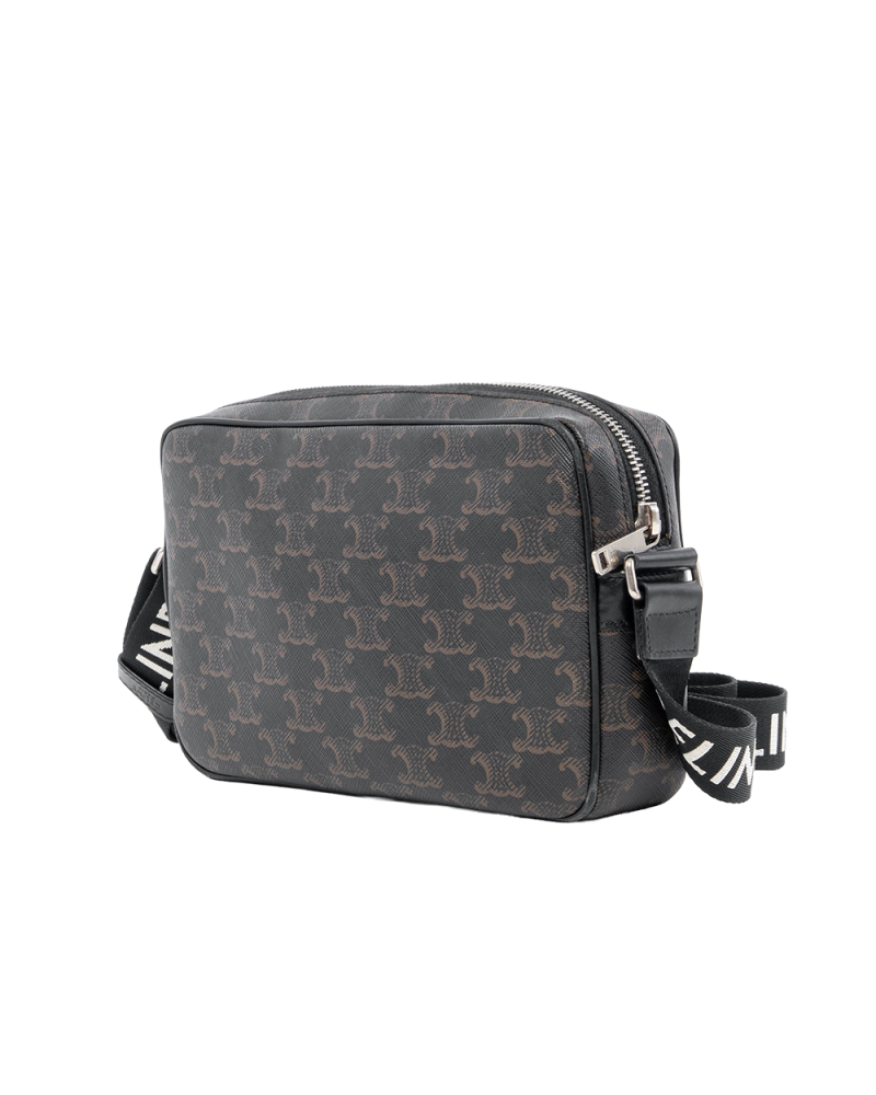CELINE TRIOMPHE MESSENGER BAG BROWN CANVAS GHW F RG 1243 07217