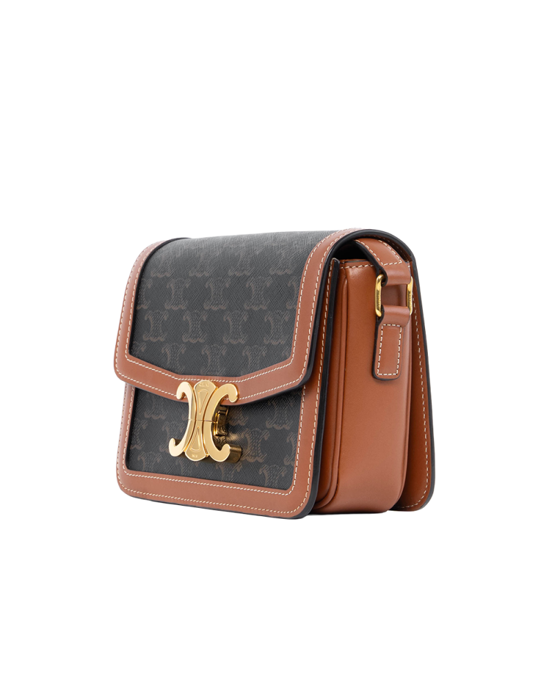 CELINE TRIOMPHE TEEN BROWN TAN CANVAS GHW C LM 0292 2428