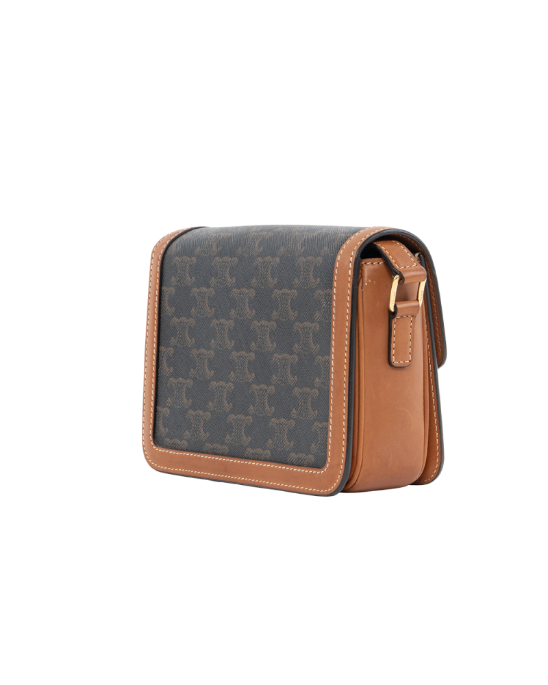 CELINE TRIOMPHE TEEN BROWN TAN CANVAS GHW F GM 2270 4116