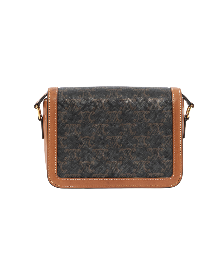 CELINE TRIOMPHE TEEN BROWN TAN CANVAS GHW F GM 2270 4117