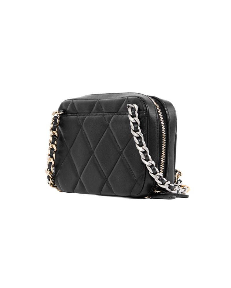 CHANEL 19 PHONE HOLDER WITH CHAIN BLACK LAMB GHW SHW 32080504 6004