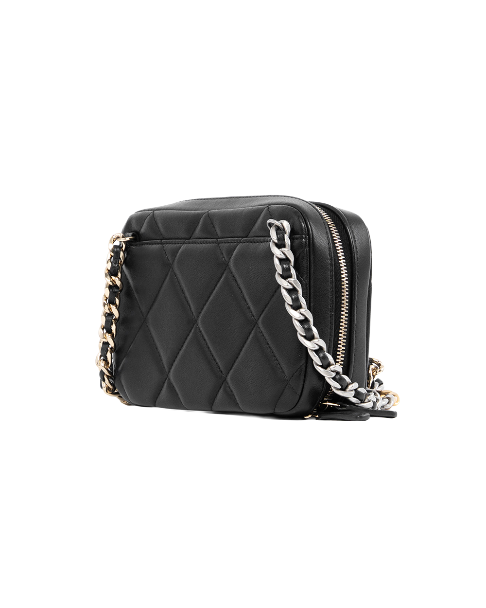 CHANEL 19 PHONE HOLDER WITH CHAIN BLACK LAMB GHW SHW 32080504 6004