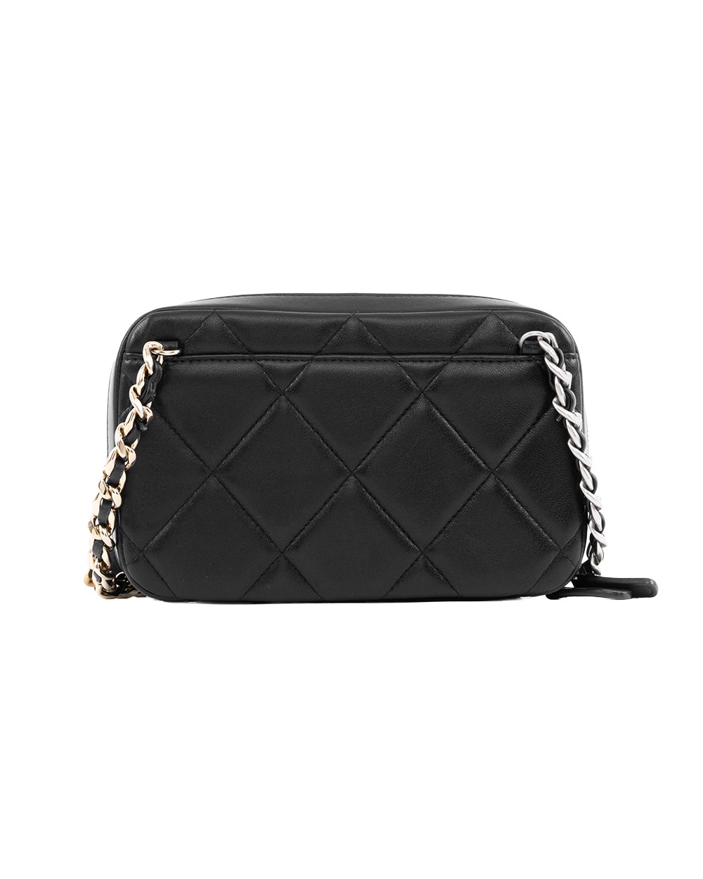 CHANEL 19 PHONE HOLDER WITH CHAIN BLACK LAMB GHW SHW 32080504 6005
