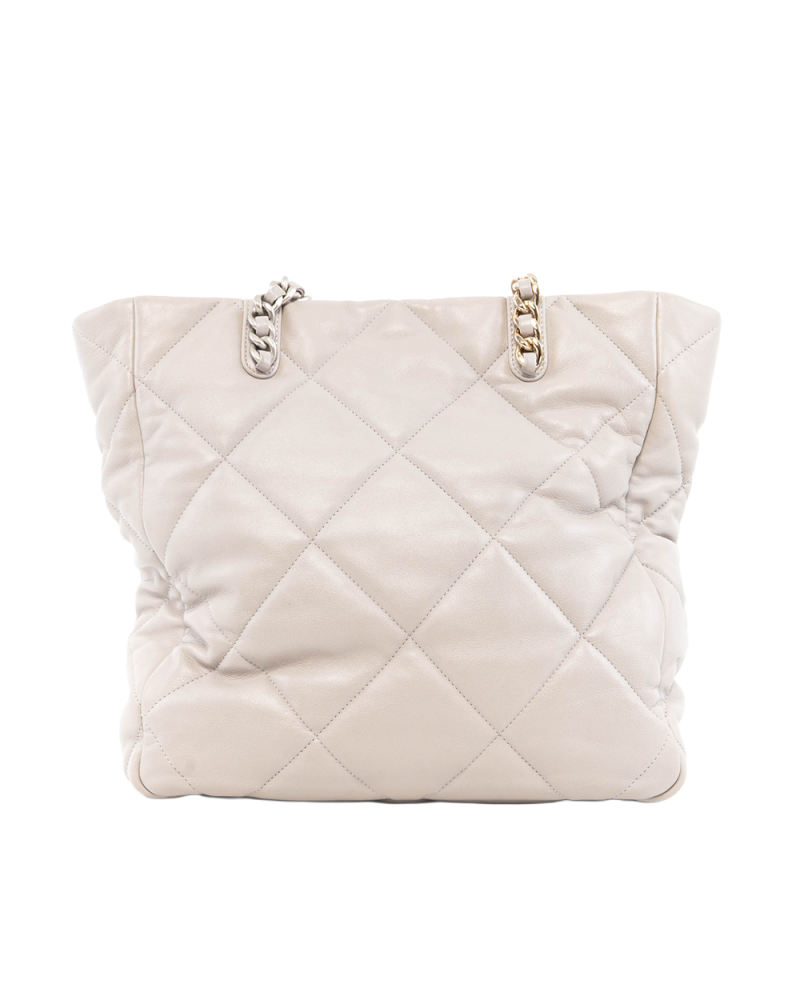 CHANEL 19 SHOPPING BAG MEDIUM GRAY LAMB GHW SHW L9HXTEX0 5627