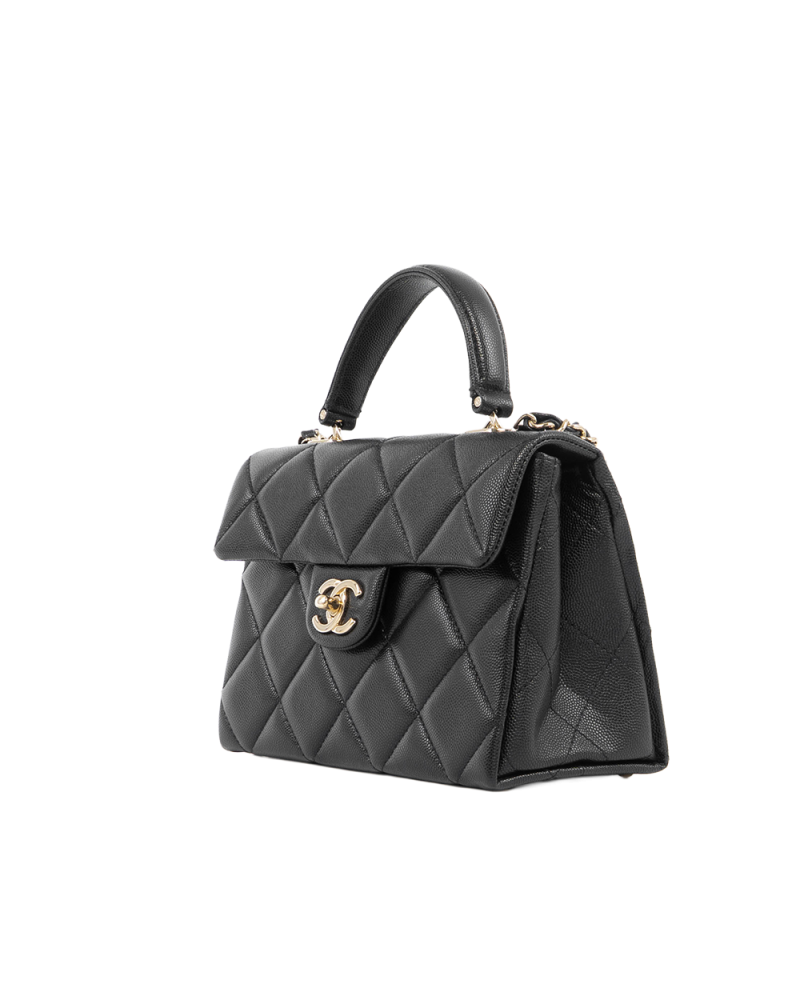 CHANEL 24P TOP HANDLE 8.5 BLACK CAVIAR GHW GKGX02EE 5328
