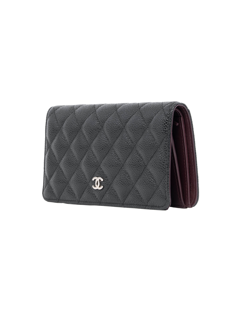 CHANEL BIFOLD WALLET LONG BLACK CAVIAR SHW 24560128 1101