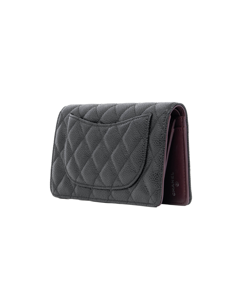 CHANEL BIFOLD WALLET LONG BLACK CAVIAR SHW 24560128 1102