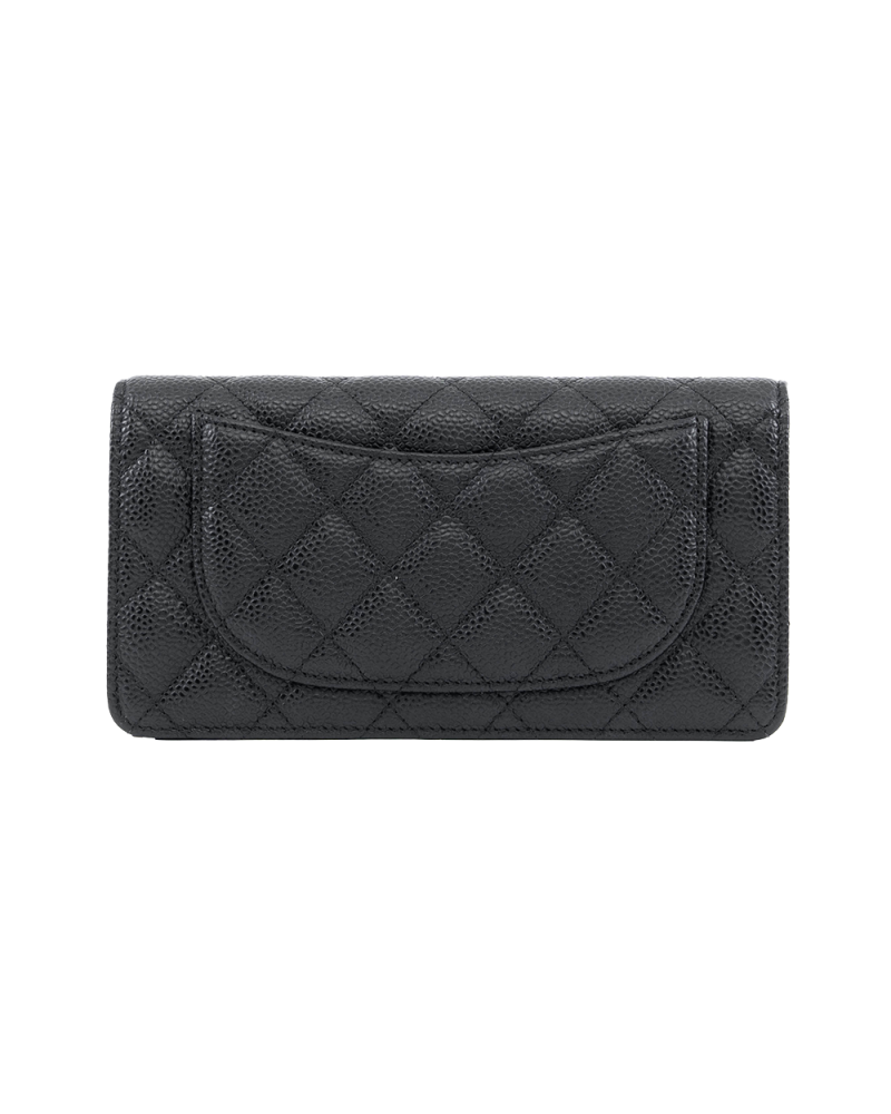 CHANEL BIFOLD WALLET LONG BLACK CAVIAR SHW 24560128 1103