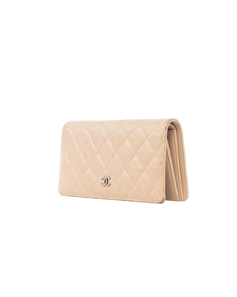 CHANEL BIFOLD WALLET LONG GOLD CAVIAR GHW 21577281 0163