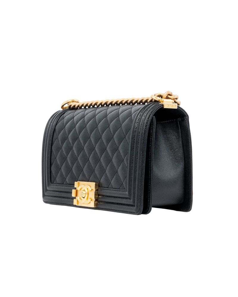 CHANEL BOY 10 BLACK CAVIAR GHW UH873CX2 05371