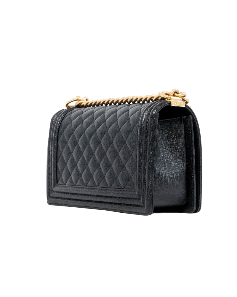 CHANEL BOY 10 BLACK CAVIAR GHW UH873CX2 05372