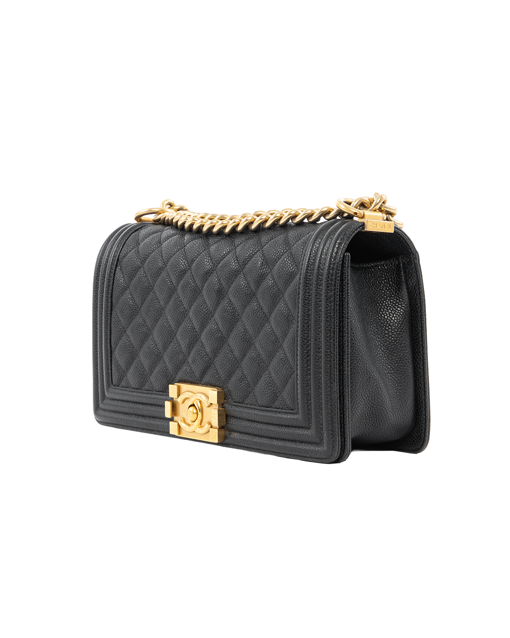 CHANEL BOY 10 BLACK CAVIAR SUEDE GHW 23446901 1095