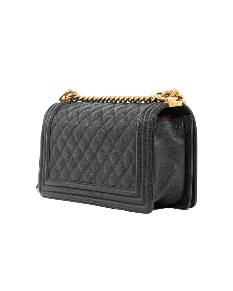 CHANEL BOY 10 BLACK CAVIAR SUEDE GHW 23446901 1096