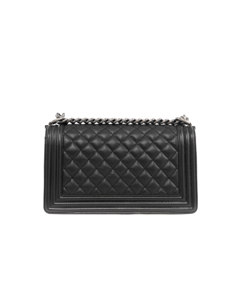 CHANEL BOY 10 BLACK CAVIAR RHW L79AP128 5433