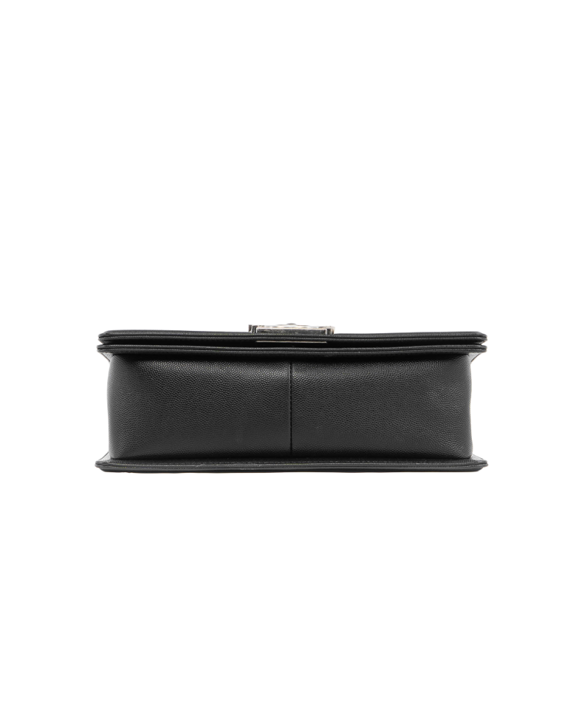 CHANEL BOY 10 BLACK CAVIAR RHW L79AP128 5434