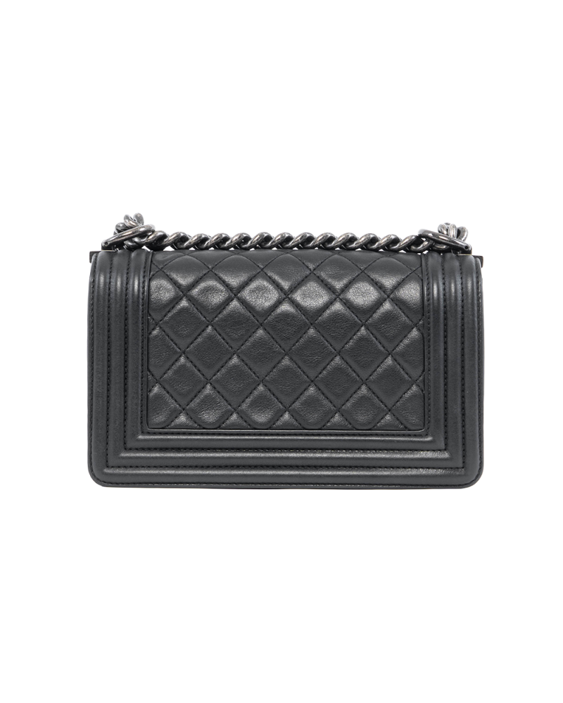 CHANEL BOY 8 BLACK LAMB RSHW 19576618 01601