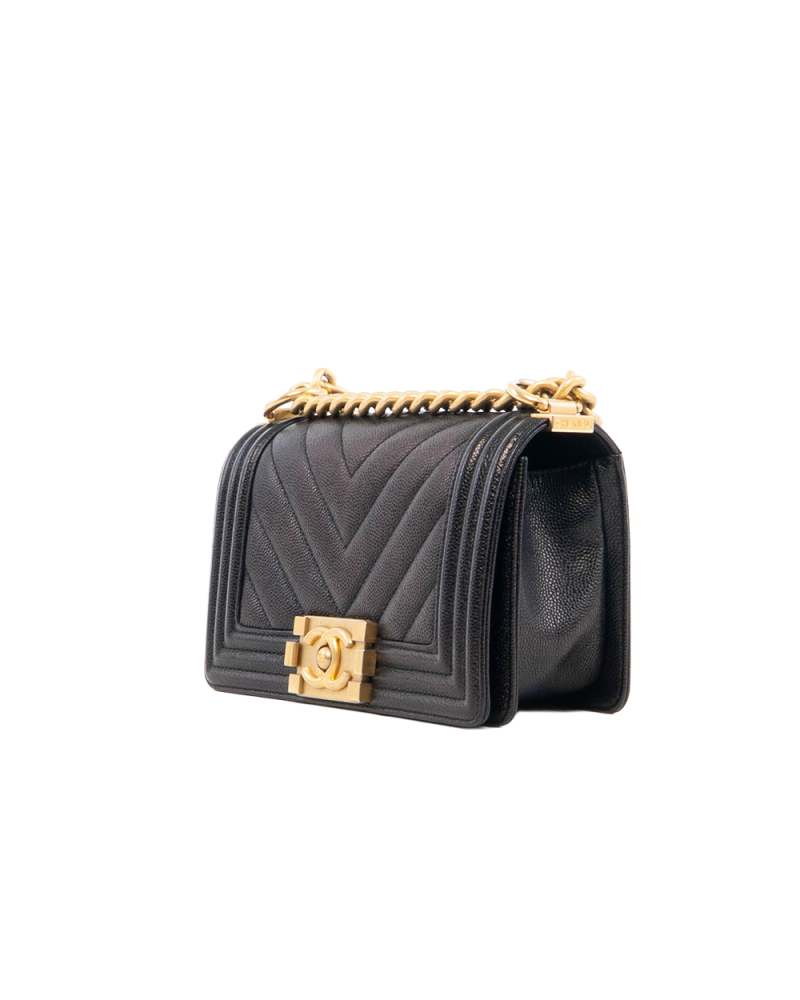 CHANEL BOY 8 BLACK CAVIAR CHEVRON GHW 24888429 5361